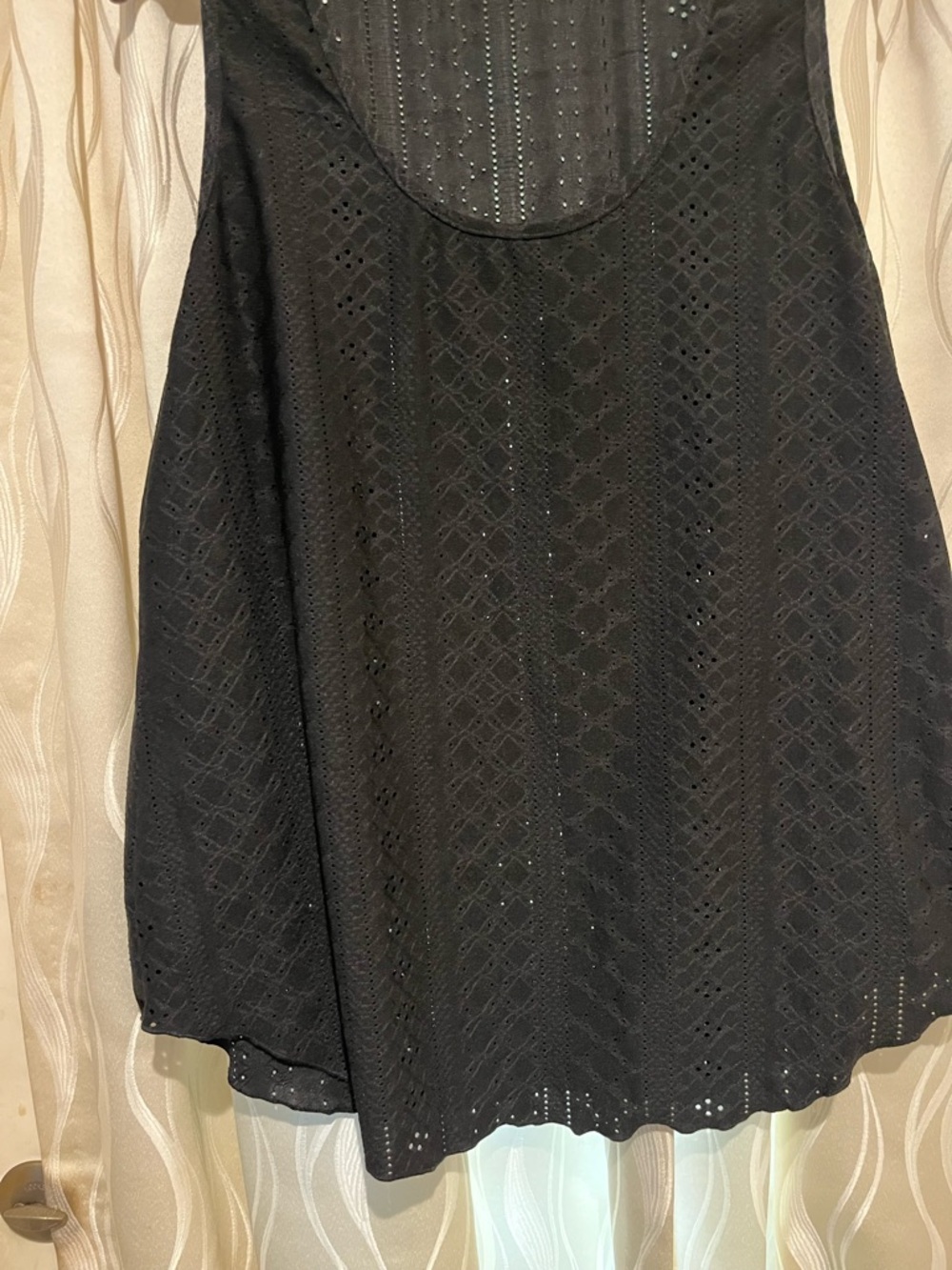 Black Eyelet Tank Top - Women